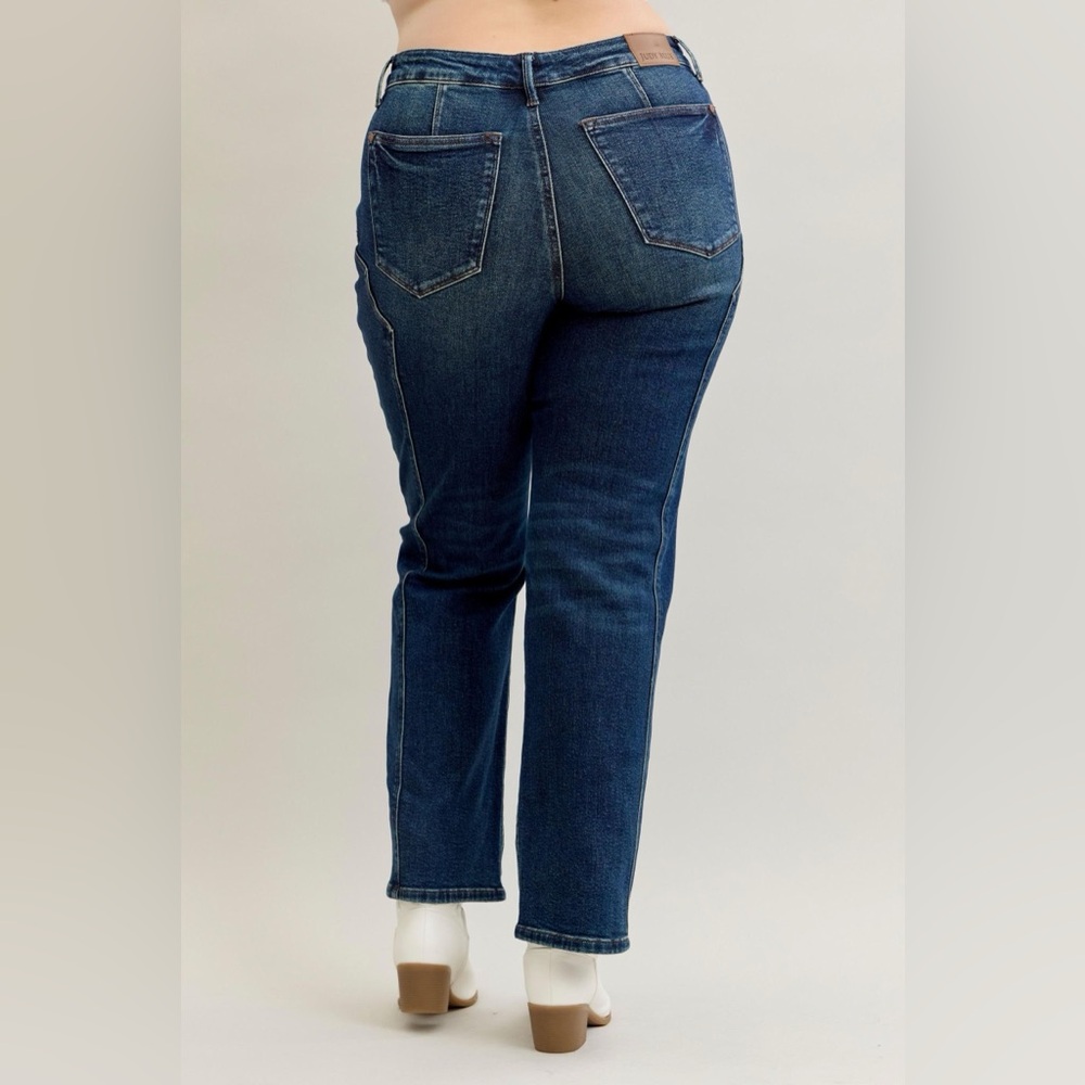 Judy Blue Full Size Seam Detail Straight Leg Jeans Plus Size - Picture 6 of 7